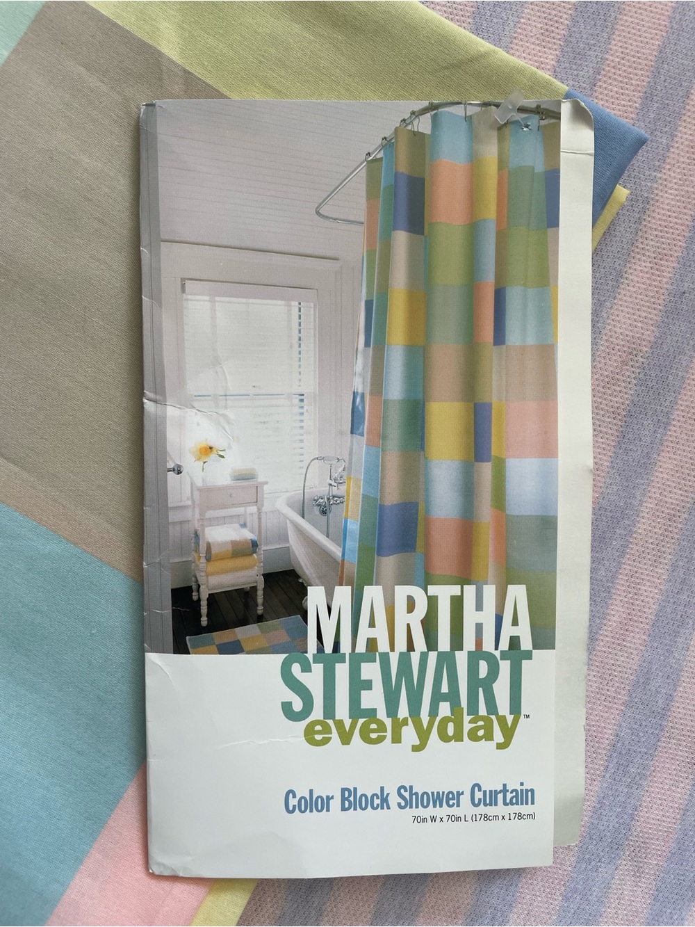 Vintage Retro Martha Stewart Color Block Shower Curtain - Pastel Multicolor